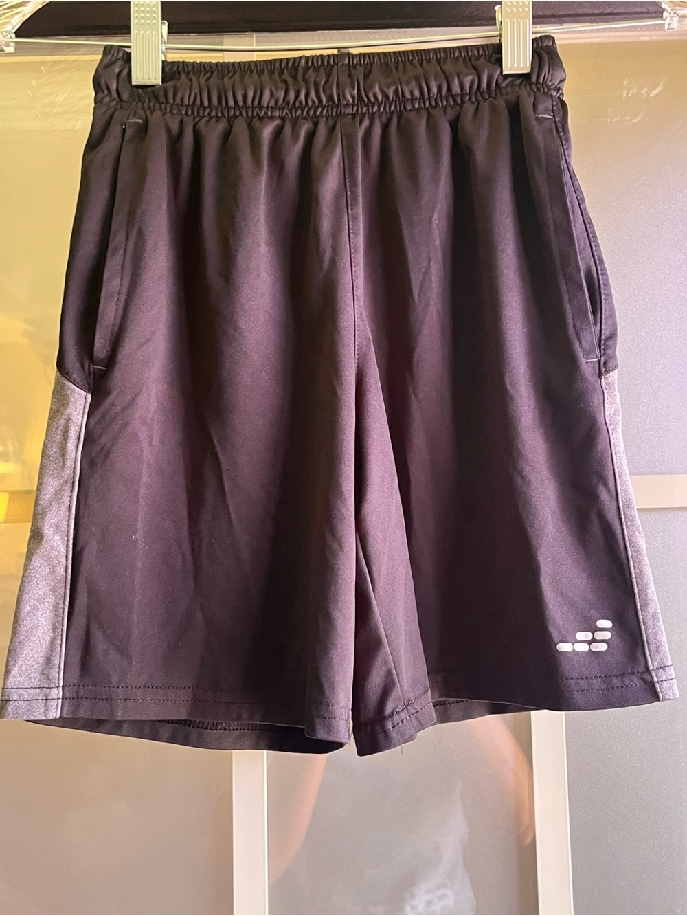 Kids bcg Black Athletic Shorts with Heather Gray Side Panels